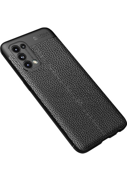 Oppo Reno 5 Kılıf Niss Derili Silikon Siyah
