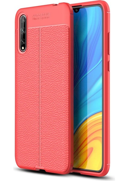 Huawei Y8P Kılıf Niss Derili Silikon Kırmızı
