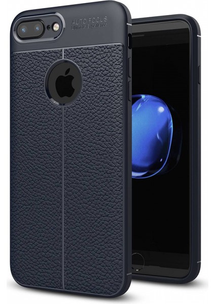 iPhone 8 Plus Kılıf Niss Derili Silikon Lacivert