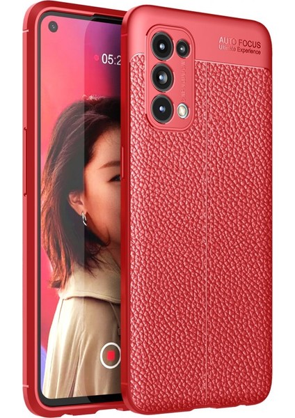 Oppo Reno 5 Kılıf Niss Derili Silikon Kırmızı