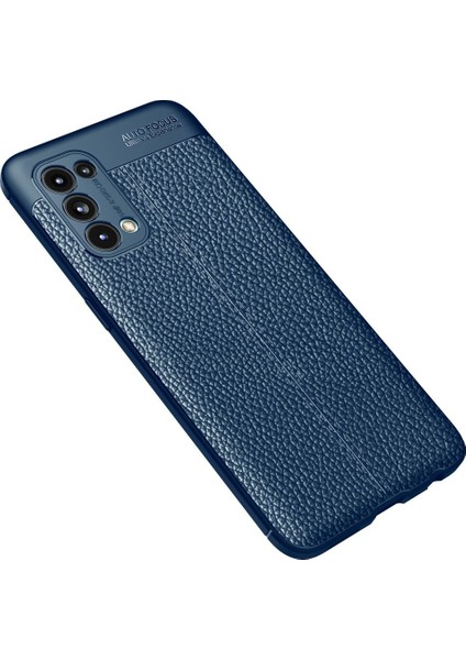 Oppo Reno 5 Kılıf Niss Derili Silikon Lacivert