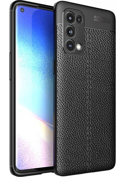 Oppo Reno 5 Pro Kılıf Niss Derili Silikon Siyah
