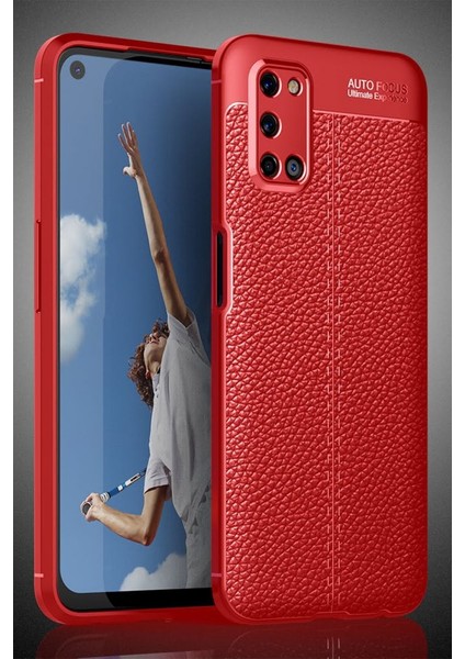 Oppo A72 Kılıf Niss Derili Silikon Kırmızı