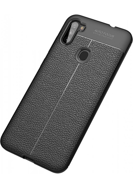 Samsung Galaxy A11 Kılıf Niss Derili Silikon Siyah