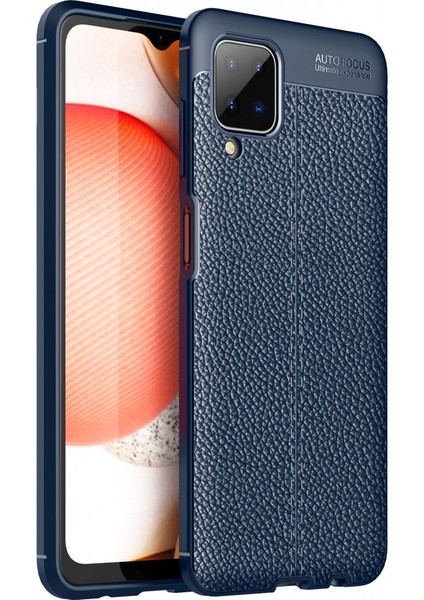 Samsung Galaxy A12 Kılıf Niss Derili Silikon Lacivert
