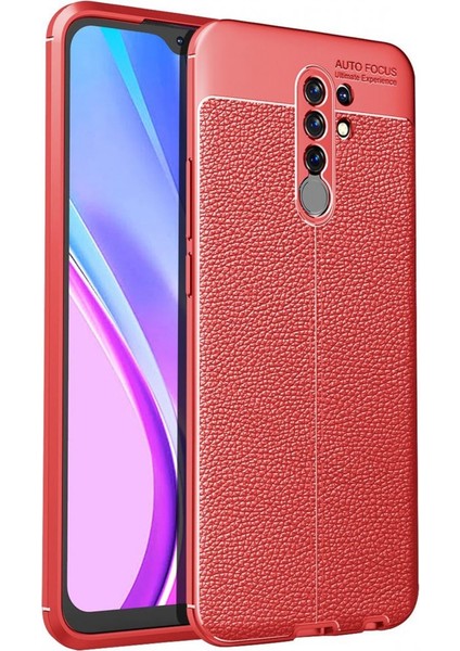 Xiaomi Redmi 9 Kılıf Niss Derili Silikon Kırmızı