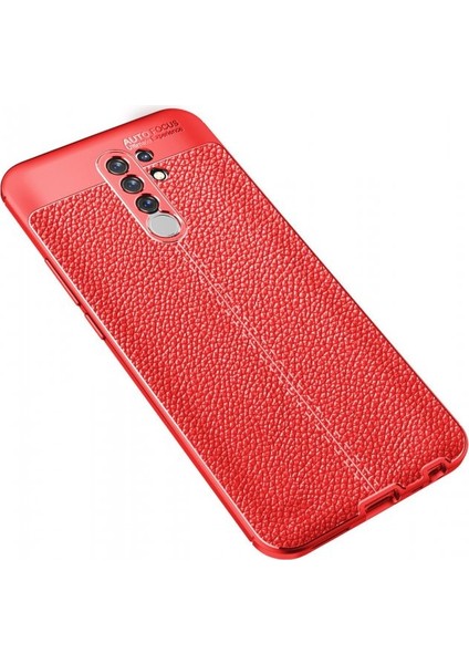 Xiaomi Redmi 9 Kılıf Niss Derili Silikon Kırmızı