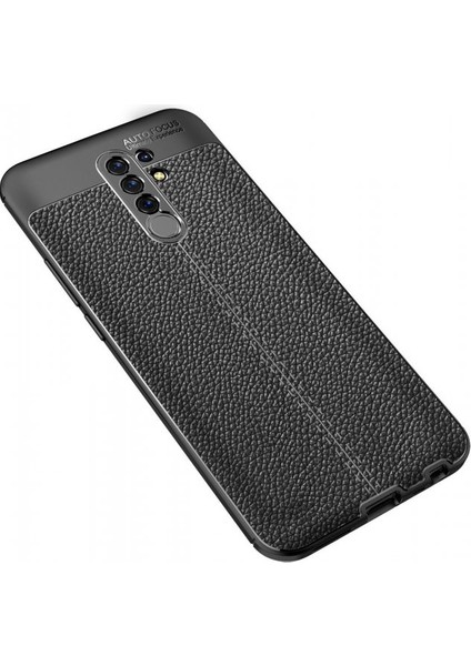 Xiaomi Redmi 9 Kılıf Niss Derili Silikon Siyah