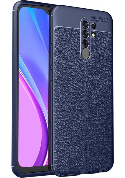 Xiaomi Redmi 9 Kılıf Niss Derili Silikon Lacivert