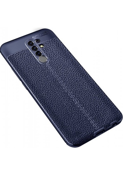 Xiaomi Redmi 9 Kılıf Niss Derili Silikon Lacivert
