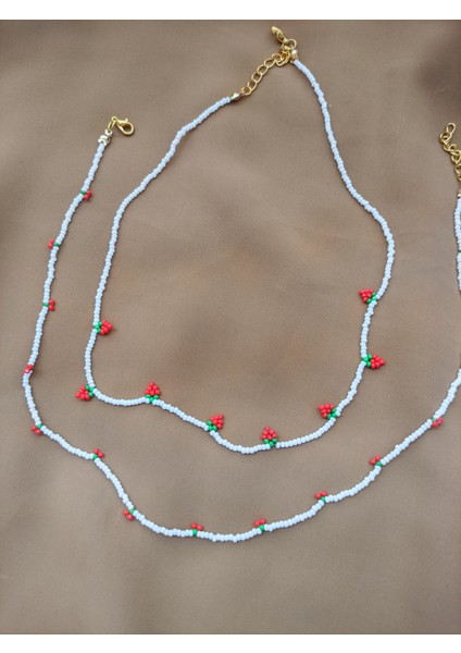 2'li Kum Boncuk Kolye Set Çilek Kiraz fiyatları