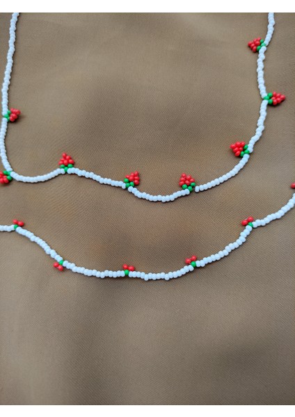 2'li Kum Boncuk Kolye Set Çilek Kiraz modelleri
