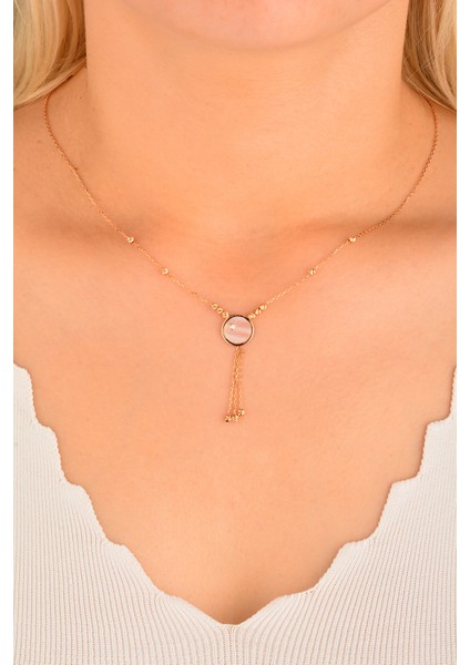 14 Ayar Dorikalı Sedef Rose Altın Kolye