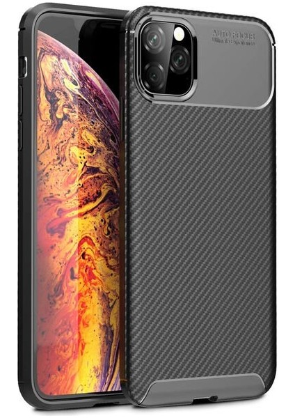 Apsuwa Iphone 11 Pro Max Karbon Görünüm Negro Silikon Kılıf + Ekran Koruyucu Nano