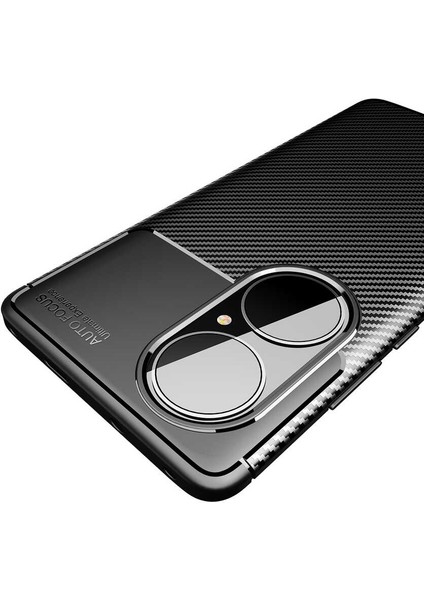 Huawei P50 Pro Karbon Görünüm Negro Silikon Kılıf + Ekran Koruyucu Nano