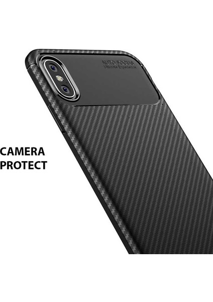 Apsuwa Iphone Xs Karbon Görünüm Negro Silikon Kılıf