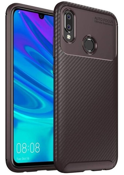 Huawei P Smart 2019 Karbon Görünüm Negro Silikon Kılıf + Ekran Koruyucu Nano