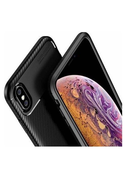 Apsuwa Iphone Xs Max Karbon Görünüm Negro Silikon Kılıf