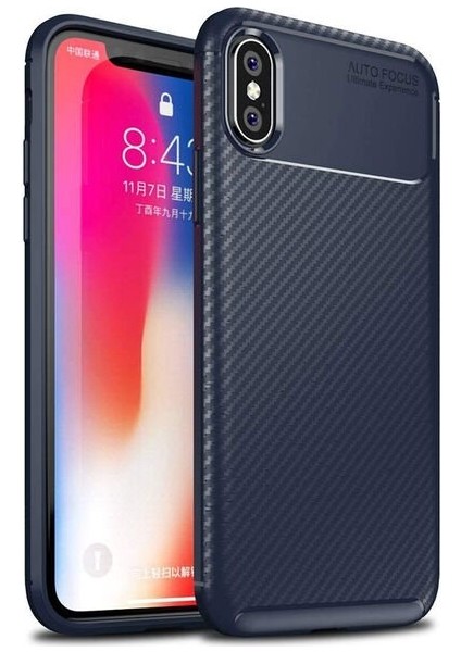 Apsuwa Iphone Xs Karbon Görünüm Negro Silikon Kılıf + Ekran Koruyucu Nano