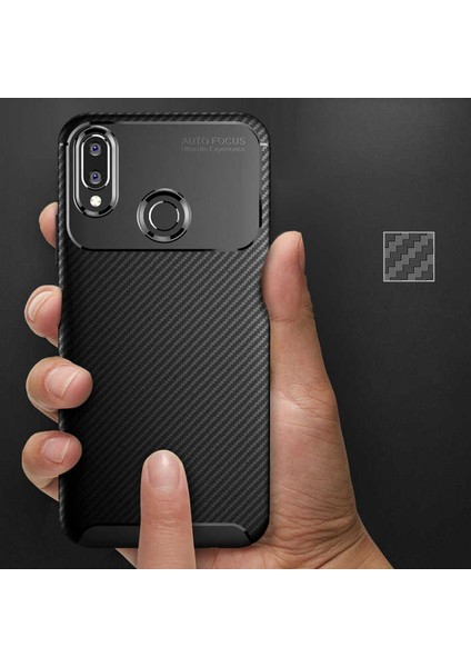 Huawei Honor Play Karbon Görünüm Negro Silikon Kılıf + Ekran Koruyucu Nano