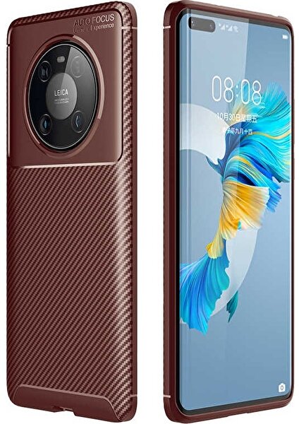 Huawei Mate 40 Pro Karbon Görünüm Negro Silikon Kılıf + Ekran Koruyucu Ped