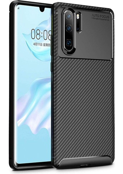 Huawei P30 Pro Karbon Görünüm Negro Silikon Kılıf + Ekran Koruyucu Ped
