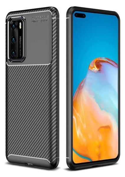 Huawei P40 Karbon Görünüm Negro Silikon Kılıf