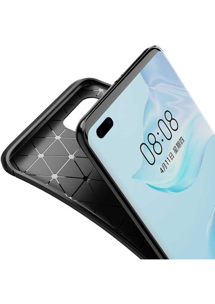 Huawei P40 Pro Karbon Görünüm Negro Silikon Kılıf + Ekran Koruyucu Ped