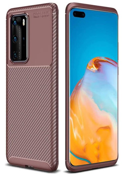 Huawei P40 Pro Karbon Görünüm Negro Silikon Kılıf + Ekran Koruyucu Ped