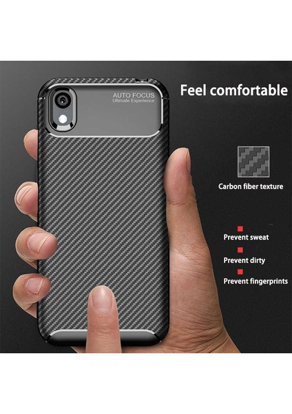 Huawei Y5 2019 Karbon Görünüm Negro Silikon Kılıf + Ekran Koruyucu Nano modelleri