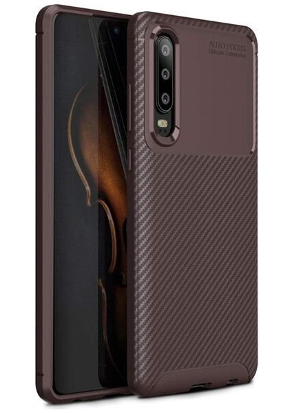 Huawei P30 Karbon Görünüm Negro Silikon Kılıf + Ekran Koruyucu Nano