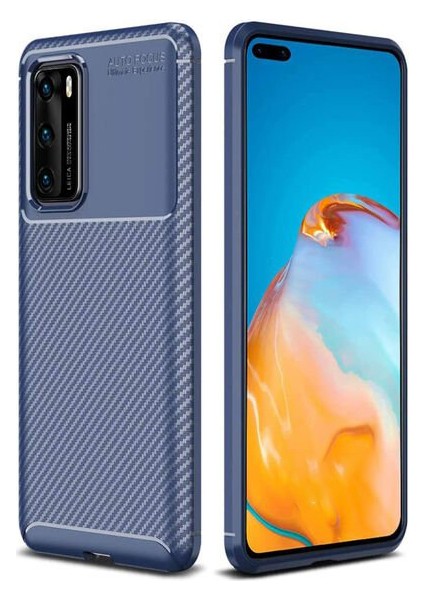 Huawei P40 Karbon Görünüm Negro Silikon Kılıf + Ekran Koruyucu Nano