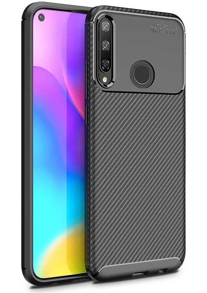 Huawei P40 Lite E Karbon Görünüm Negro Silikon Kılıf + Ekran Koruyucu Nano