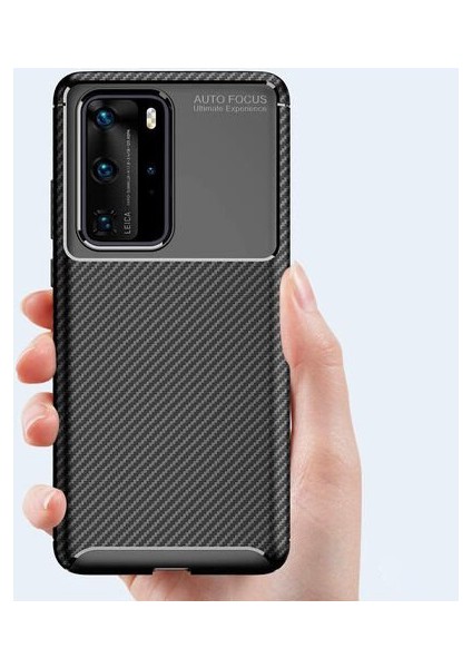 Huawei P40 Pro Karbon Görünüm Negro Silikon Kılıf