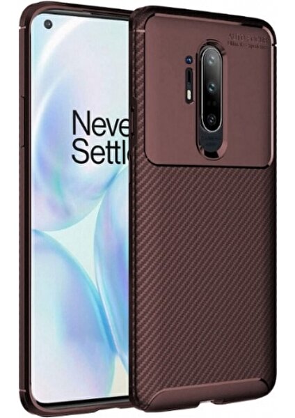 Apsuwa Oneplus 8 Pro Karbon Görünüm Negro Silikon Kılıf + Ekran Koruyucu Ped