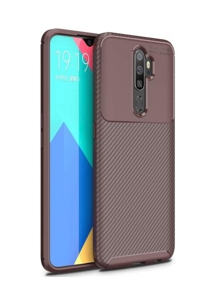 Apsuwa Oppo A9 2020 Karbon Görünüm Negro Silikon Kılıf + Ekran Koruyucu Nano