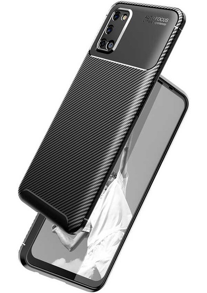 Apsuwa Oppo A72 Karbon Görünüm Negro Silikon Kılıf + Ekran Koruyucu Nano