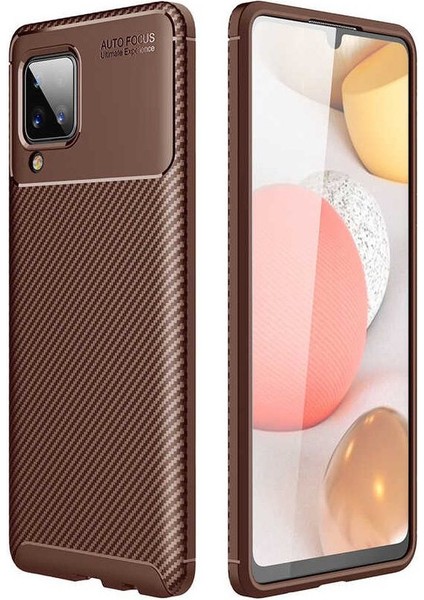 Apsuwa Samsung Galaxy A12 Karbon Görünüm Negro Silikon Kılıf + Ekran Koruyucu Nano