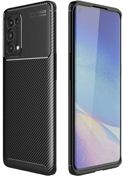 Apsuwa Oppo Reno 5 Pro (CPH2201) Karbon Görünüm Negro Silikon Kılıf + Ekran Koruyucu Nano