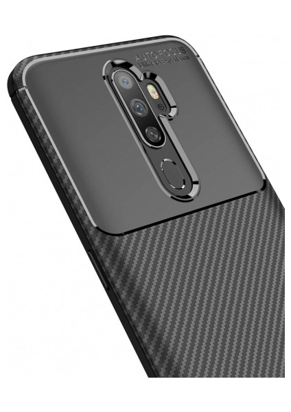 Apsuwa Oppo A9 2020 Karbon Görünüm Negro Silikon Kılıf + Ekran Koruyucu Nano