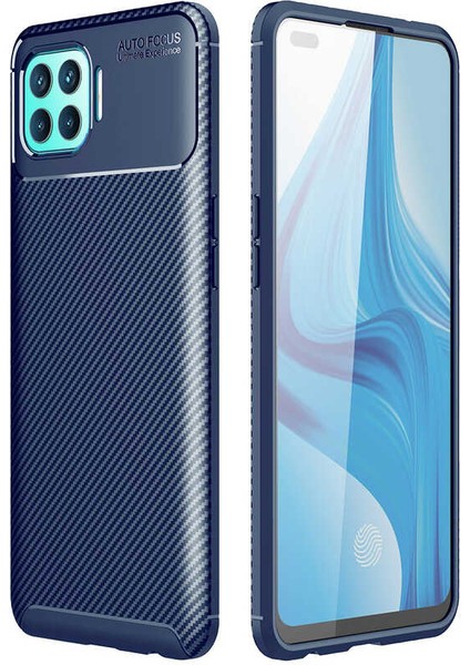 Apsuwa Oppo Reno 4 Lite (CPH2125) Karbon Görünüm Negro Silikon Kılıf + Ekran Koruyucu Nano
