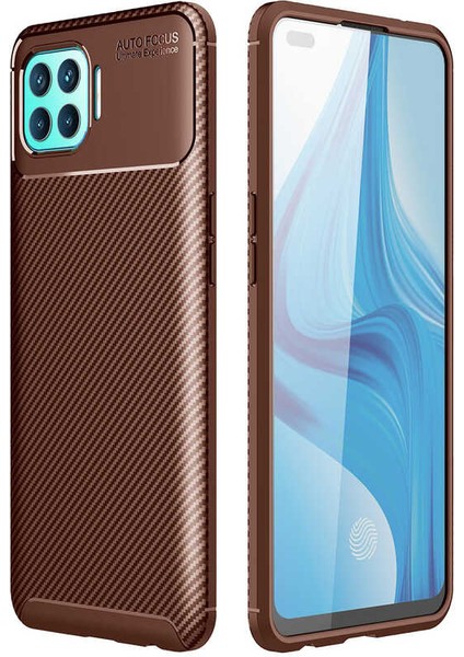 Apsuwa Oppo Reno 4 Lite (CPH2125) Karbon Görünüm Negro Silikon Kılıf + Ekran Koruyucu Nano