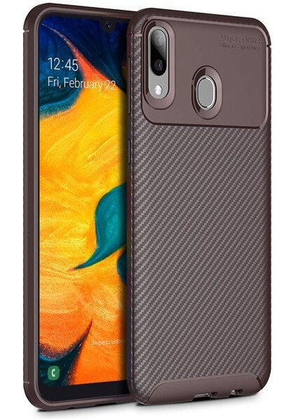 Apsuwa Samsung Galaxy A30 Karbon Görünüm Negro Silikon Kılıf + Ekran Koruyucu Nano