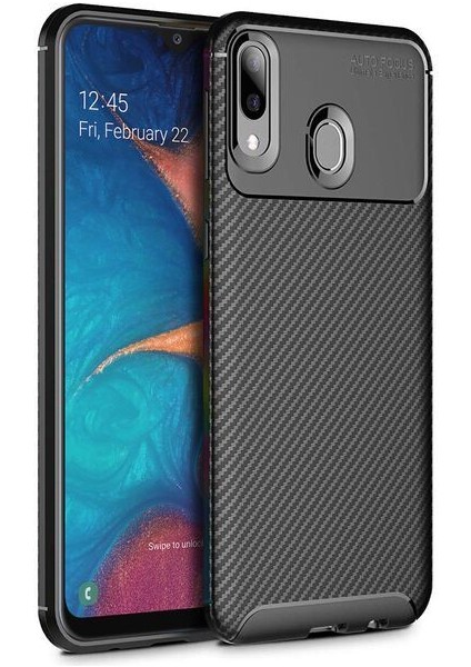 Apsuwa Samsung Galaxy A20 Karbon Görünüm Negro Silikon Kılıf