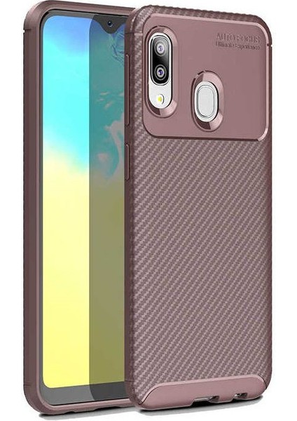 Apsuwa Samsung Galaxy A20E Karbon Görünüm Negro Silikon Kılıf