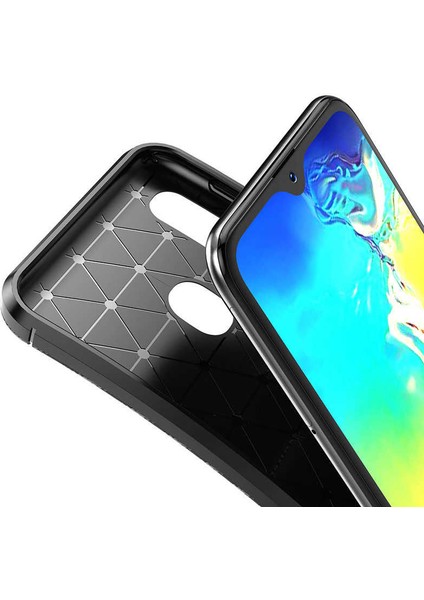 Apsuwa Samsung Galaxy A20E Karbon Görünüm Negro Silikon Kılıf + Ekran Koruyucu Nano