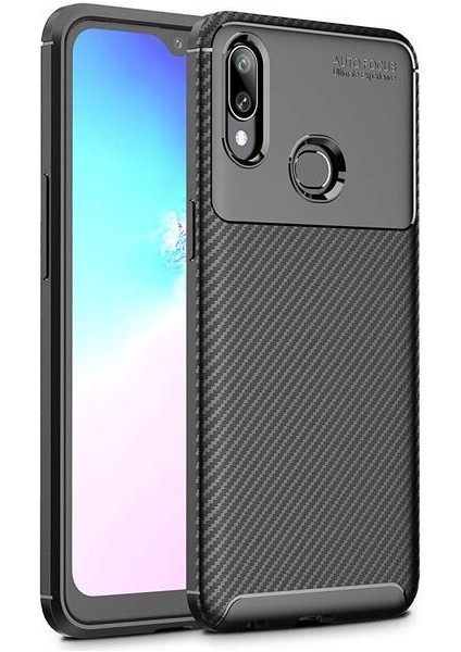 Apsuwa Samsung Galaxy A10S Karbon Görünüm Negro Silikon Kılıf + Ekran Koruyucu Nano