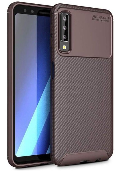 Apsuwa Samsung Galaxy A7 2018 Karbon Görünüm Negro Silikon Kılıf