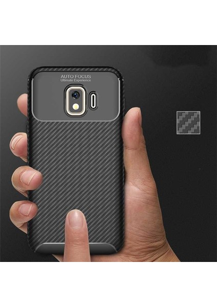 Apsuwa Samsung Galaxy J2 Core Karbon Görünüm Negro Silikon Kılıf + Ekran Koruyucu Nano