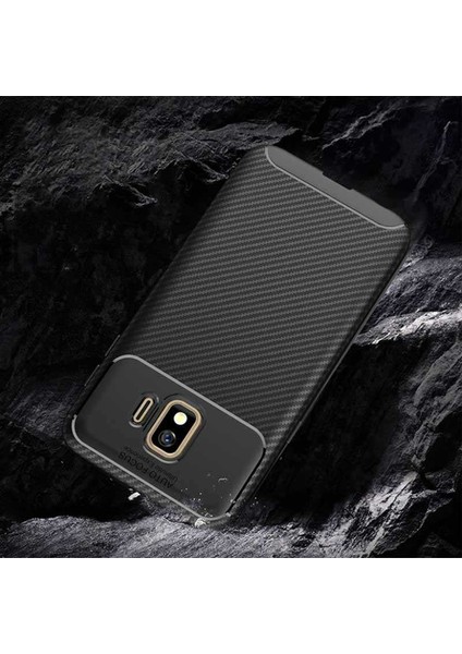 Apsuwa Samsung Galaxy J2 Core Karbon Görünüm Negro Silikon Kılıf + Ekran Koruyucu Nano